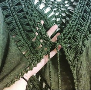Boho Gypsy Green Fringe Kimono